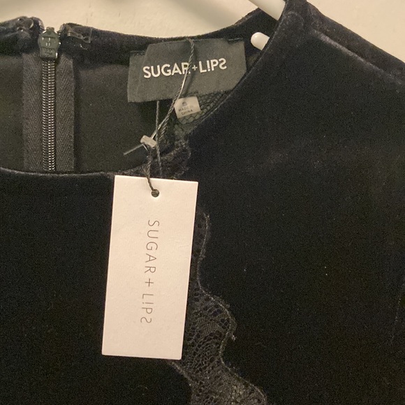Sugar+L!PS Black Lace Velvet Dress - Picture 3 of 6